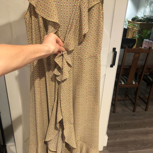 Max Studio Yellow Heart Ruffle High Low Wrap Midi Work/Office Dress - Picture 4 of 16